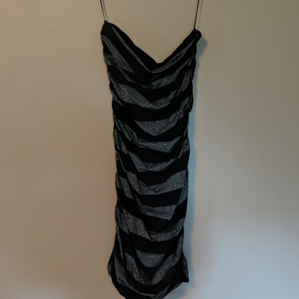 BNWT Express Sml Black&Silver Strapless Dress